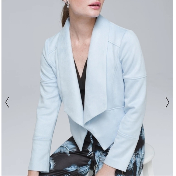 WHBM Faux Suede Drape Front Jacket - Picture 1 of 12